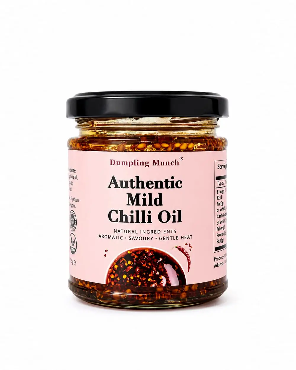 A 155g jar of Dumpling Munch aromatic mild chilli oil
